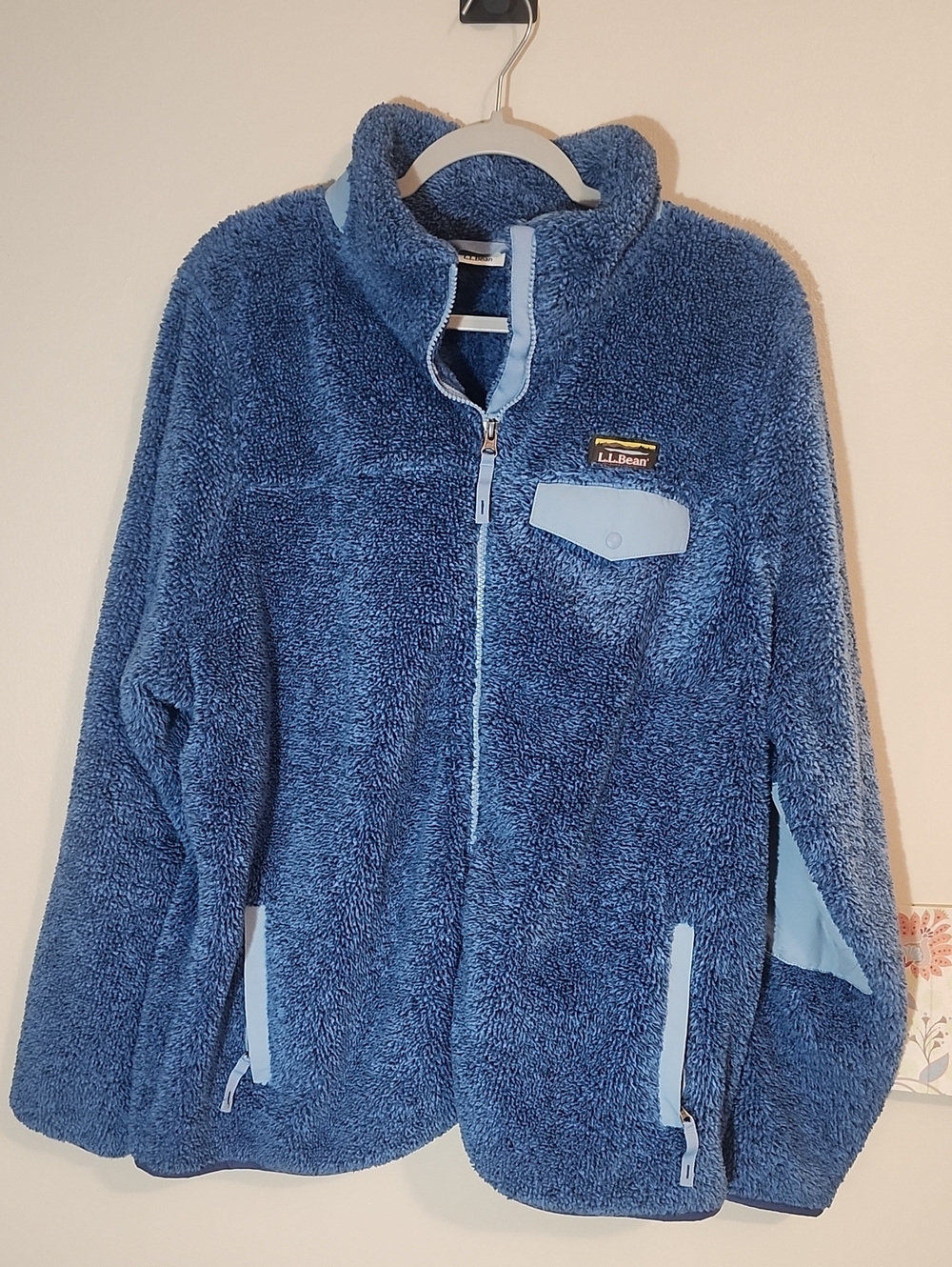 LL Bean Hi-Pile Fleece Jacket Full-Zip Pockets Polyester Size 2X Blue